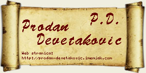 Prodan Devetaković vizit kartica